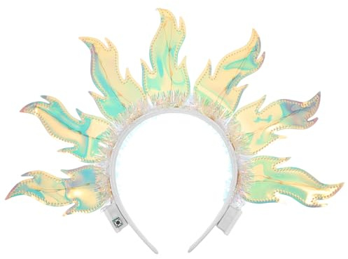 LOORGVEL Leuchtendes Flammen-Stirnband: Leuchtender Haarschmuck, flammenförmiges Stirnband für Karneval, Cosplay und Club-Events – Rave-Haaraccessoires für Damen