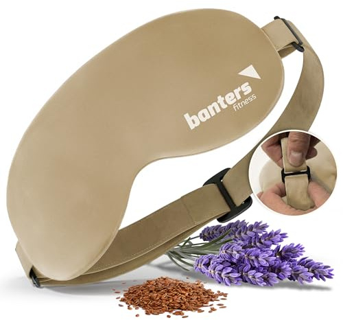 Banters Ekologiska ögonkuddar med lavendel, eukalyptus eller cassia – avkoppling för ögonen – sammetsöverdrag, svalande, värmande och anpassningsbar (sand, klassisk, lugnande – linfrön och lavendel)