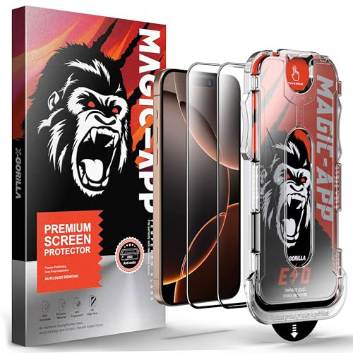 2 Pack X-Gorilla Tempered Glass Screen Protector Compatible with iPhone 17, 16, 15 & 14 Series, 9H Anti-Scratch, Anti-Fingerprint, HD Clear & Privacy (HD Clear, iPhone 16 Pro Max)