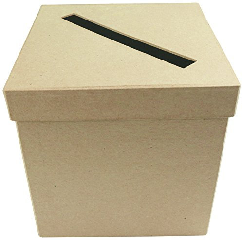 Décopatch EV013O Packung mit 2 Briefkasten (aus Pappmaché zum Verzieren und Personalisieren, quadratisch, 19 x 19 x 19 cm) 1 Pack kartonbraun