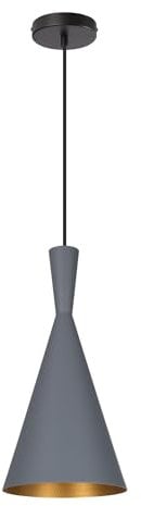 LEDKIA LIGHTING - Lennon Hängeleuchte | Vintage-Design im 60er-Jahre-Stil | Höhenverstellbares Kabel | E27-Fassung bis Ø95mm | Für Wohnzimmer, Küche, Schlafzimmer, Grau, Aluminium