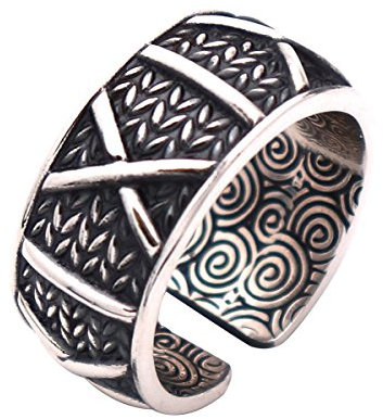 Herren Schwarz 999 Sterling Silber Buchstaben X Ring Verstellbar