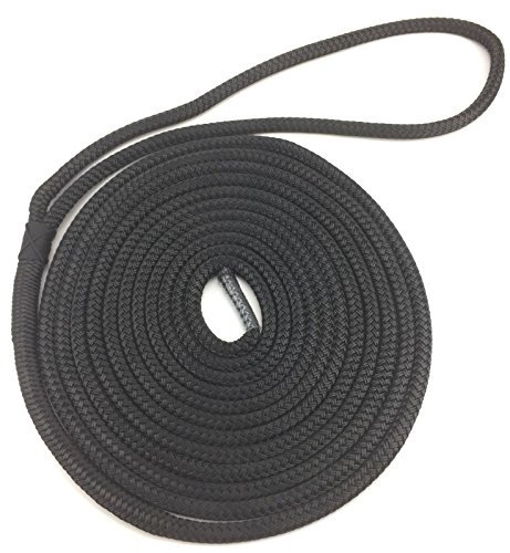 RopeServices UK 12mm Black Pre-Spliced Polyester Dockline x 8 Metres. Double Braid Polyester Braid on Braid Mooring Rope Dock Lines