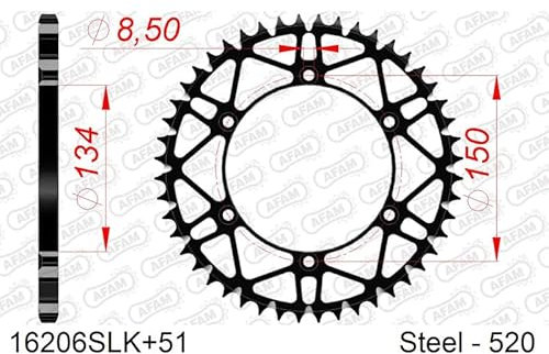 SLK Stahl-Kettenrad AFAM 520-51Z (Schwarz)