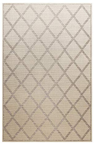 Homie Living I Moderner Flachgewebe Kurzflor Teppich - Läufer für Küche, Esszimmer, Flur I Bergamo I (80 x 150 cm, Beige Grau)