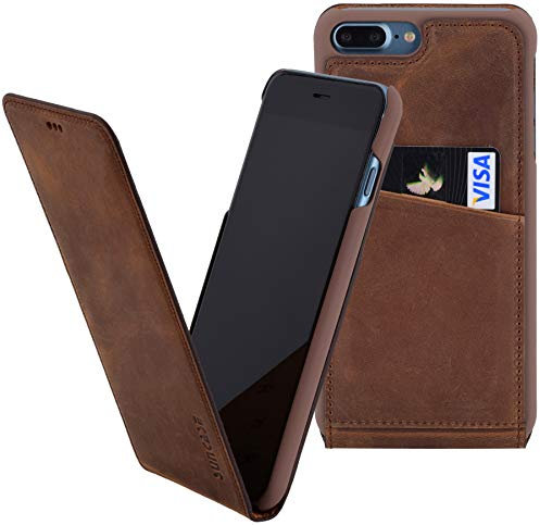 Suncase Original Flip-Style kompatibel mit Apple iPhone SE 2020 Lederhülle Ledertasche Tasche Schutzhülle Case Cover Hülle in antik Coffee