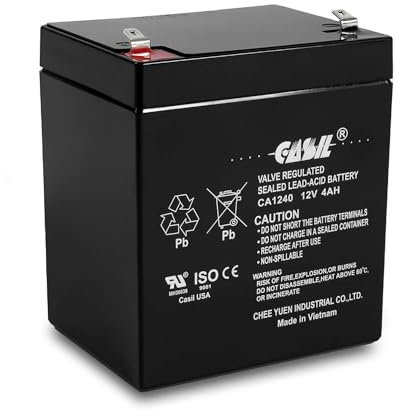 Inovel Power Casil CA1240 - Batería de alarma recargable SLA 12V 4Ah para ADI Ademco 467, ADT 804302 12V 4.5Ah, panel de seguridad DSC, Power Patrol para SLA1056, Vista 20P ADT, batería de