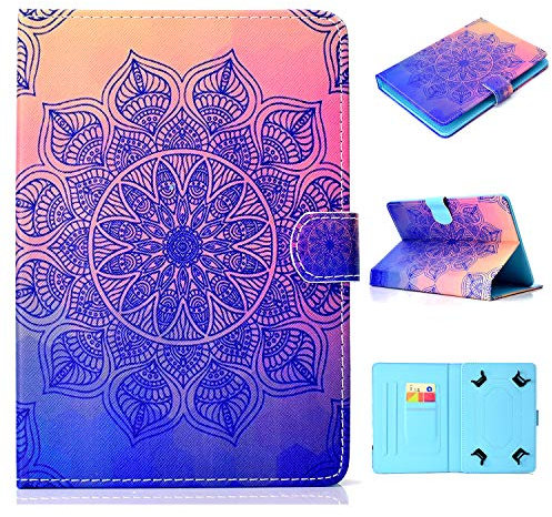 CaseFun Coque pour 10 Pouces Tablette Ultra Slim PU Cuir Housse de Protection Flip Case Cover avec Stand Mandala