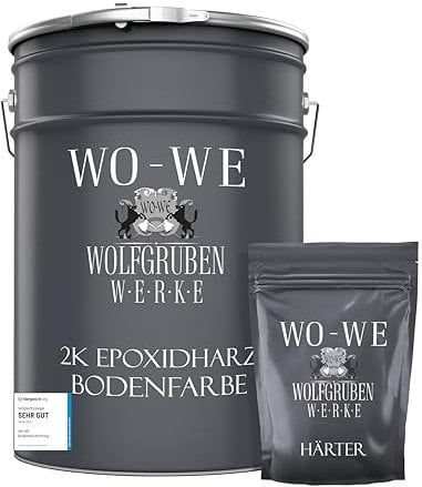 WO-WE 2K Epoxidharz Bodenbeschichtung Garagenfarbe W702 Platingrau wie RAL 7036-10Kg