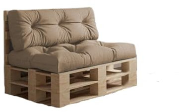 chilly pilley Coussin De Palette EU Imperméable Coussin De Jardin Imperméable Flocons De Mousse Plusieurs Tailles Et Couleurs (Set 2er. Cappuccino)