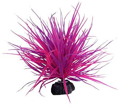 Pink Spike Plant Artificial Aquarium Fish Tank Decoration, 6 Inches, Solid Base