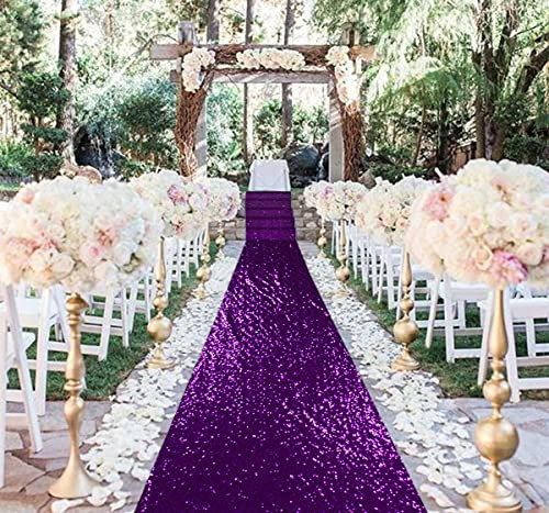 ShinyBeauty 2FTX15FT-Gangläufer Hochzeits-Lila Gangläufer für Hochzeitsteppiche im Freien Sparkly Carpet Runner für Hochzeits- / Weihnachts- / Thanksgiving-Dekor (60x450cm) (2FTx15FT, Lila)