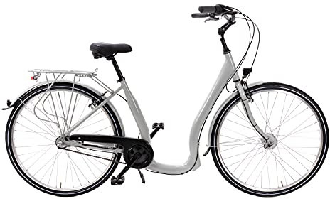 28 Zoll Alu Fahrrad City Bike Damen 3 Gang Nabenschaltung Tiefeinsteiger Grau