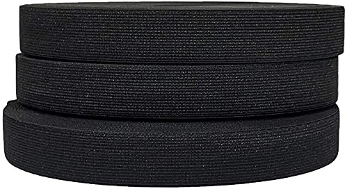 Goma Elástica de Costura de Poliéster, 25 Metros, Disponible en Varios Anchos, Cinta Elástica para Coser y Manualidades (Negro, 30mm)