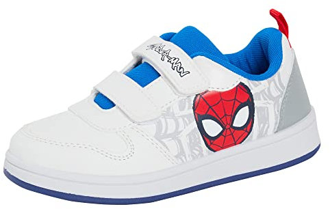 Marvel Spiderman-Sneaker für Jungen, leicht, einfach zu befestigen, Weiß, Weiß-graues Netz, 27 EU