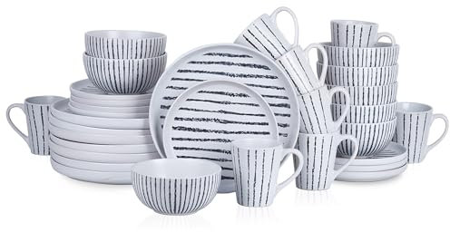 Stone lain Nova - Juego de vajilla de gres (32 piezas, servicio para 8), color negro