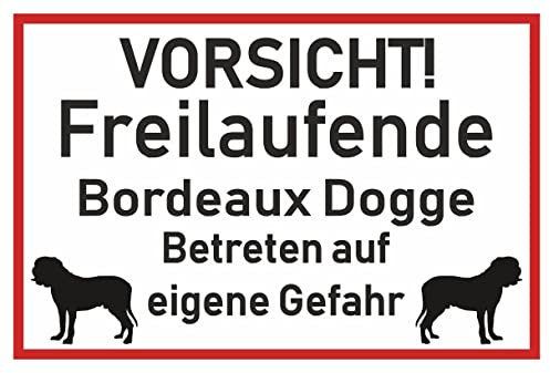 Samunshi® Aufkleber Vorsicht Bordeaux Dogge - Schild Sticker Hinweisschild Warnschild Vorsicht Hund 50 x 33cm Vorsicht Bordeaux Dogge schwarz