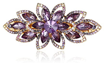 EVER FAITH Haarspange Clip Hochzeit Prom Gorgeous Marquise österreichischen Kristall Blume Blatt Haarschmuck für Damen Lila Gold-Tone