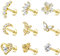ADRAMATA 9 Stück 16G Helix Piercings Tragus Knorpel Ohrringe für Damen Ohrstecker Set Tragus Helix Conch Ohrringe Labret Zirkonia Ohrringe Schmetterling Mond Gold Silber Ohr Piercing für Damen