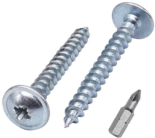 SKIR'CO Lot de 40 vis à bois en acier zingué 5,0 x 40 mm Argent Vis à métaux Tête gaufrette Pozidriv Auto-taraudeuses