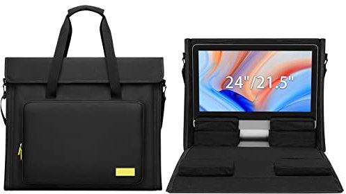 BTSELSS 54.6 cm,61 cm Tragetasche für iMac Desktop Computer Nylon, tragbare Tragetasche für All-in-One Computer (mit einem kostenlosen Staubschutz), schwarz