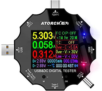 WANGCL Multimeter LCD Digital USB Tester Spannungsstrom Power Widerstand Kapazität Detektor Unterstützt QC3.0/QC4.0/PD Unterstützt Bluetooth 8 Arten von Schnittstellen