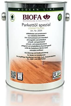 BIOFA Parkettöl spezial lösemittelfrei Fußbodenöl farblos 2059 2,50L