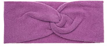 Zwillingsherz Stirnband aus 100% Kaschmir - Hochwertiges Strick-Kopfband im Uni Design für Damen Frauen - Wolle - Haarband - warm und weich für Frühjahr Herbst und Winter - lila