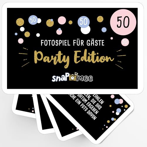Fotospiel 50 Geburtstag by snaPmee - 50 Fotoaufgaben als Party-Spiel für Gäste - Geschenk-Idee Frauen & Männer - Gästebuch Ergänzung