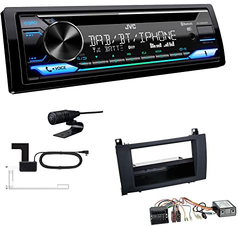 JVC KD-DB922BT 1-DIN Autoradio CD-Receiver Bluetooth DAB+ Digital Radio Einbauset passend für Mercedes-Benz SLK 2004-2011 schwarz inkl Canbus