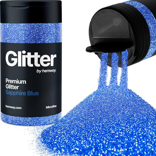 Hemway Premium Glitter Shaker - Sapphire Blue | 125g Microfine Metallic Flake Sequins for Resin & Epoxy Crafts | Craft Supplies for Tumblers, Festival, Hair, Face, Body, Eye & Nail Art