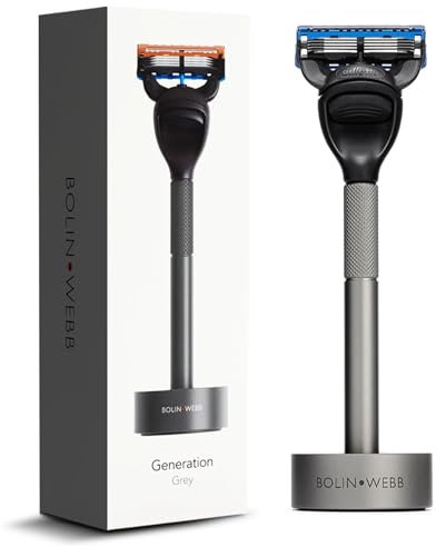 Bolin Webb Generation Rasierer und Ständer in Graphit Ausgestattet mit Gillette Fusion5 Klinge Luxuriöser Rasierer für Herren