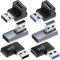 Xiatiaosann USB 3.0 Male to Female 90 Degree Adapter, UP Down/Left Right Angle USB Extender Connector for PC, Laptop, Charger