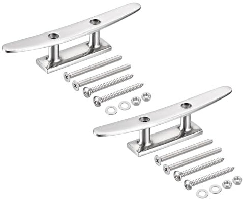 Uxcell Boat Cleat Open Base 6 Inch, 2 Pcs 316 Stainless Steel Dock Cleat for Kayak Boat, Yachts, and Fishing Boats, Include Installation Screws