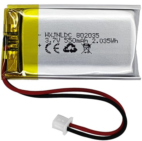 DC 3.7v 550mah 802035 Batterie au Lithium polymère Rechargeable pour DIY 3.7-5v Produits électroniques avec 2 Fils intégrés de Remplacement de la Batterie et de la lumière LED