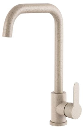 Faizee Möbel | STEEL Küchenarmatur 360° drehbar | Hoher Wasserhahn für Spüle & Küche | Einhebelmischer Armatur stehend | Hochdruck Mischbatterie mit Edelstahl-Design (Beige)