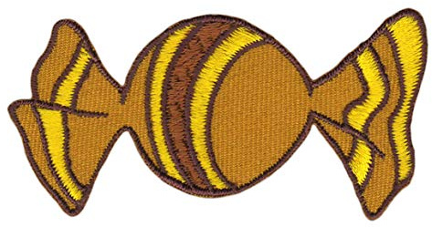 Bonbon Gestickt Candy Aufnäher zum aufbügeln oder aufnähen Bügelbild Aufbügler für Kleidung gestickter Bügelpatch Applikation Kostüm Karneval Fasching Patch Größe 6,7 x 3,5 cm