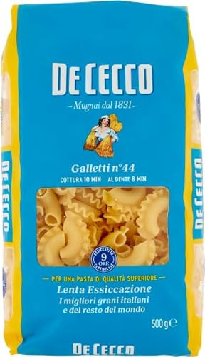 Italian Gourmet Pasta Galletti n°44 Semola Hartweizen kurz 12 x 500g Nudeln | Formato rigato per minestre e sughi densi, kocht bissfest, ideale für, Gesamtnettogewicht 6 kg + Kostenlos Polpa 400g