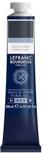 Lefranc Bourgeois 301850 Pintura al óleo fina de calidad, resistente a la luz y de consistencia uniforme, tubo de 200 ml, ideal para lienzos y tableros de pintura, El gris de Payne