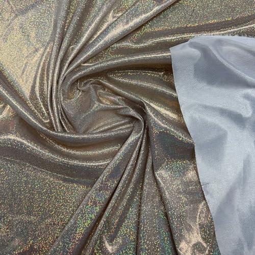 2m Glänzender Laserstoff Heißprägen Bunt Dekostoff 150cm Breit Meterware,universal Stoff zum Nähen Dekorieren für Handwerken Vorhänge Gardinen Tischdecke Bühne Kostüm Kleid Bekleidung,Weiß Gold