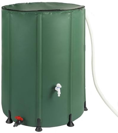 Dehner Regentonne, Regenfass faltbar, Regenwassertank Outdoor, ca. Ø 80 cm, Volumen 500 l, inkl. Auslaufhahn, PVC, dunkelgrün