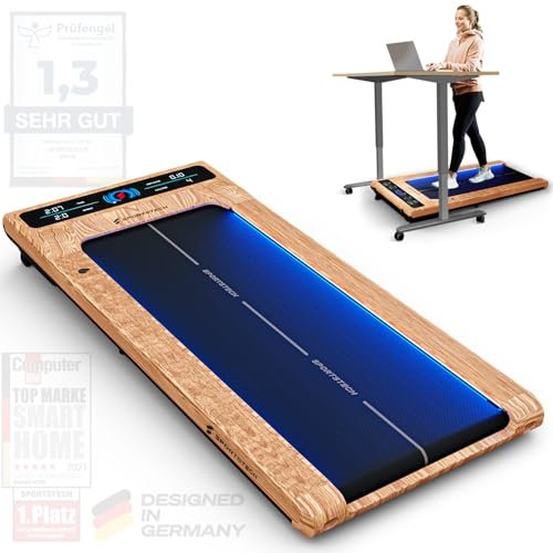 Sportstech Laufband für Zuhause, Walking Pad, 1-8km/h, Under Desk Treadmill, 11,5% Steigung, Ultra-leise, inklusive App Mitgliedschaft, 120 kg belastbar, kompakt, LCD Display, Homeoffice, sWalk