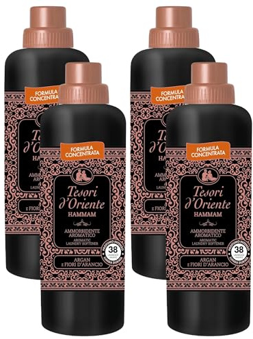 Ammorbidente Aromatico Hammam, Argan e Fiori d'Arancio, Profumo Intenso e Inconfondibile, Rende i Tessuti Facili da Stirare, 760 ml (4 Flaconi)