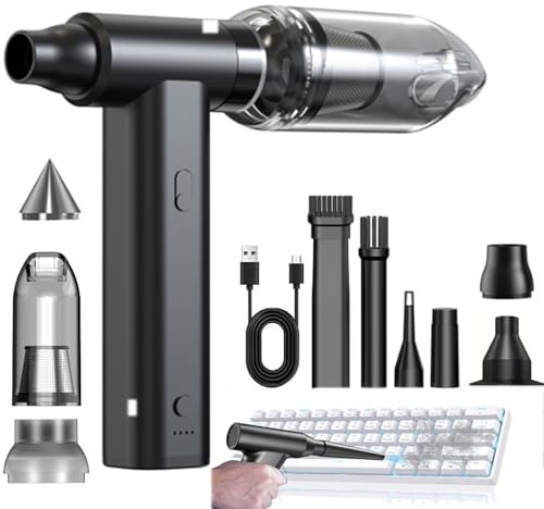 Silvotek Luftgebläse- Stufenloses Getriebe 120.000 U/min Staubgebläse mit 8000 mAh Wiederaufladbare Batterie, Handstaubsauger Kabellos Air Duster für Auto, Tastatur, Laptop