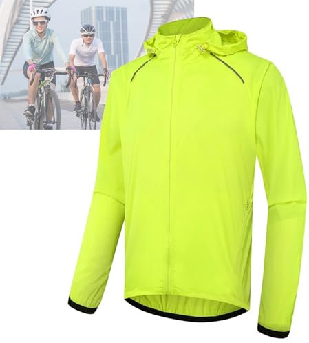 CFDFDA Waterproof Cycling Jacket with Hood, Womens Mens Cycling Jacket with Removable Sleeves for Off-road, Cycling and Hiking, Waterproof 2 In 1 Cycling Vest,2XL-Green