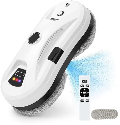 NamYoprce Robot Lavavetri Finestre,Robot Lavavetri, Pulitore intelligente delle Finestre con Spruzzo d'acqua Automatico, 5600PA, Lavacristalli Telecomandato per Finestre,Piastrelle,Porta di vetro