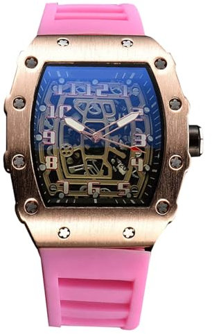 rorios Herren Quarz Uhr Mode Tonneau Armbanduhren Leuchtend Analog Uhr Freizeit Sport Herrenuhren für Männer mit Datum Kalender Roségold Rosa