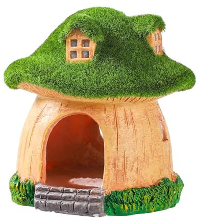 NQEUEPN Décorations d'Aquarium Champignon, Résine Qualité Mousse Verte Champignon Maison Champignon pour Aquarium pour Nager Jouer Crevettes Poissons Rouges Fournitures Décoration d'Aquarium
