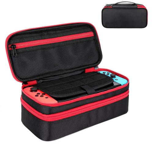 Switch Carrying Case for Nintendo Switch/Switch OLED,Carrying Case Pouch for Nintendo Console/TV Dock Accessories with Double Layers/Tough 1680d Ballistic Weave/Large Capacity/Travel