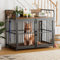 Amopatio Dog Crate Furniture, Large Dog Cage with 2 Doors, Heavy Duty Dog Kennel Indoor for Small Medium Large Dogs, Wooden Dog House, 110x70x100cm (Rustic Brown)